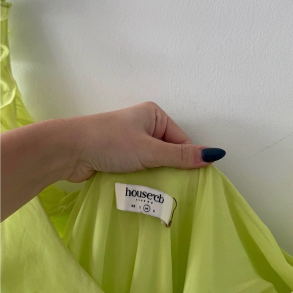 HOUSE OF CB Pixie Lime Green Ruffle Maxi Dress M - Picture 3 of 6